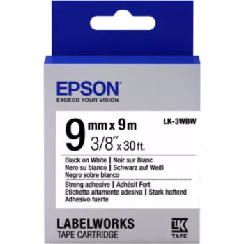 EPSON LABEL CARTRIDGE STRONG ADHESIVE LK-3WB BLACK/WHITE 9MM (9M)